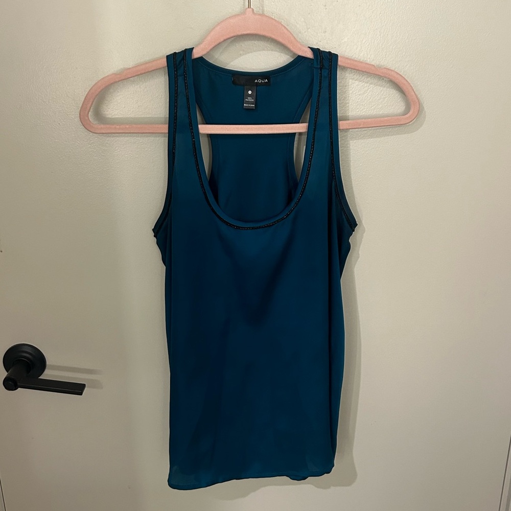 Aqua Bloomingdales Teal with Black Detail Top